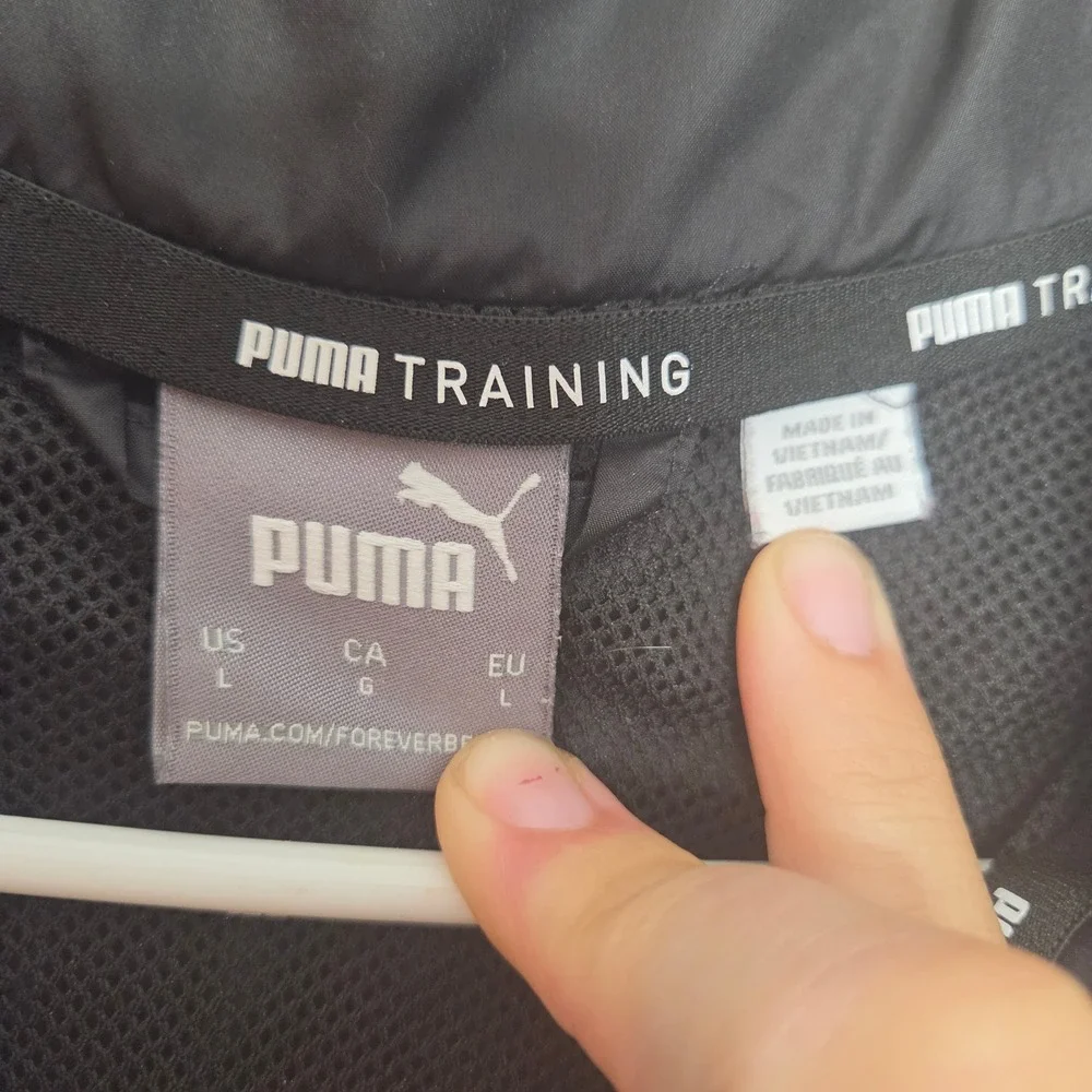 Puma Mens Training Quarter Zip Windbreaker Jacket Black Grey Logo Size Large